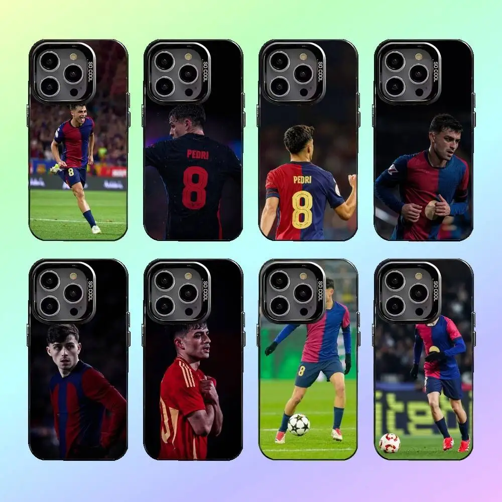 

Football Barcelona P-Pedri 8 Phone Case For iPhone17,16,15,14,13,12,11 Plus,Pro Max Colorful Silver Back Phone Case