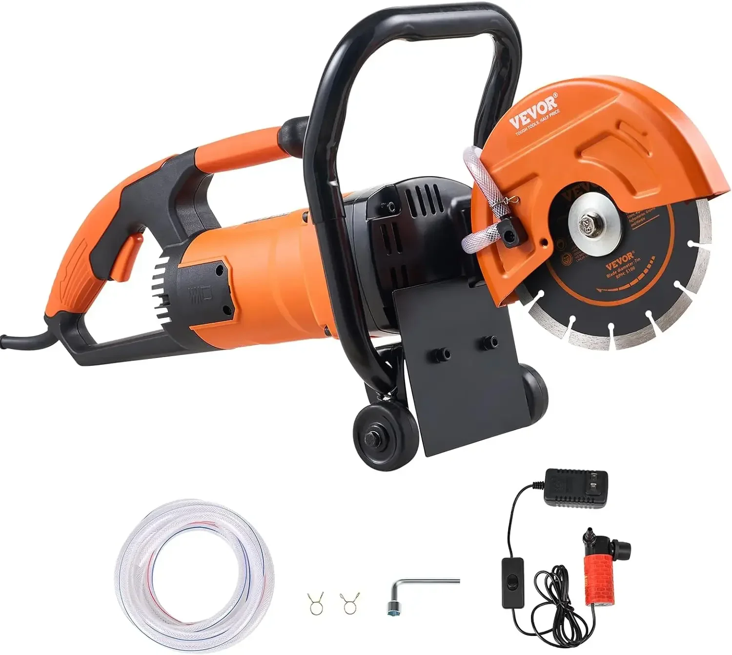 Electric Concrete Saw, 7 in Circular Saw Cutter,2000 W High Power with Max.2.5 in Cutting Depth,Wet/Dry Disk Saw Cutter Includes