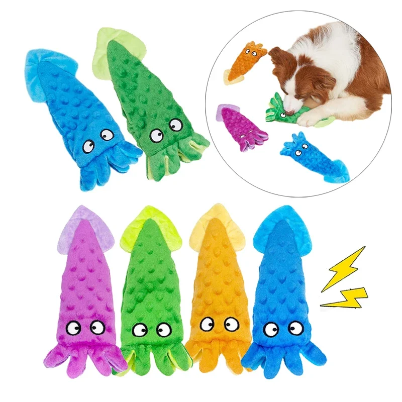 

Plush Toy Puppy Cleaning and Chewing Fun Octopus Shaped Squeaking Interactive Pet Toy Supplies