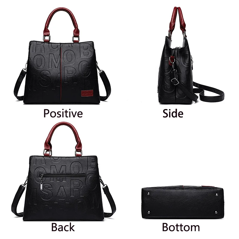 Tote High Quality Leather Women Handbags Luxury Designer Messenger Bag for Women Shoulder Bag letter Crossbody bag Sac a main