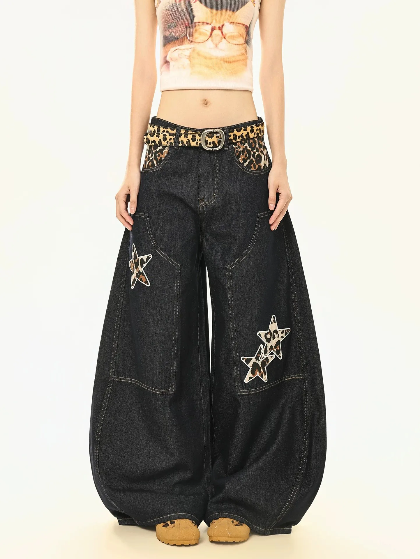Women Black Goth Y2k Emo Jeans Harajuku Vintage Baggy Denim Trousers Japanese 2000s Style Grunge Rhinestone Jeans Pants Clothes