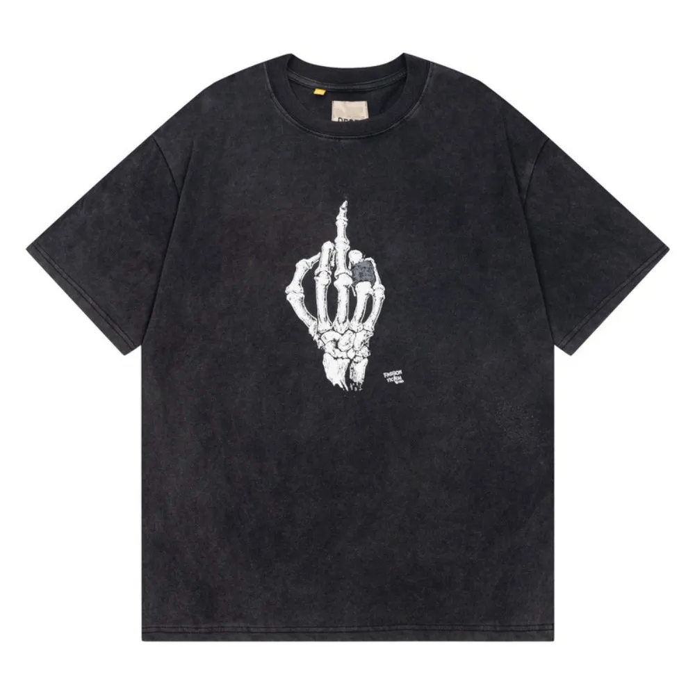 DEPT Fashion Brand Vintage Wash Make old Tee Man Classic black Letter Print Logo T Shirt Loose Oversized Hip Hop Couple T-shirt