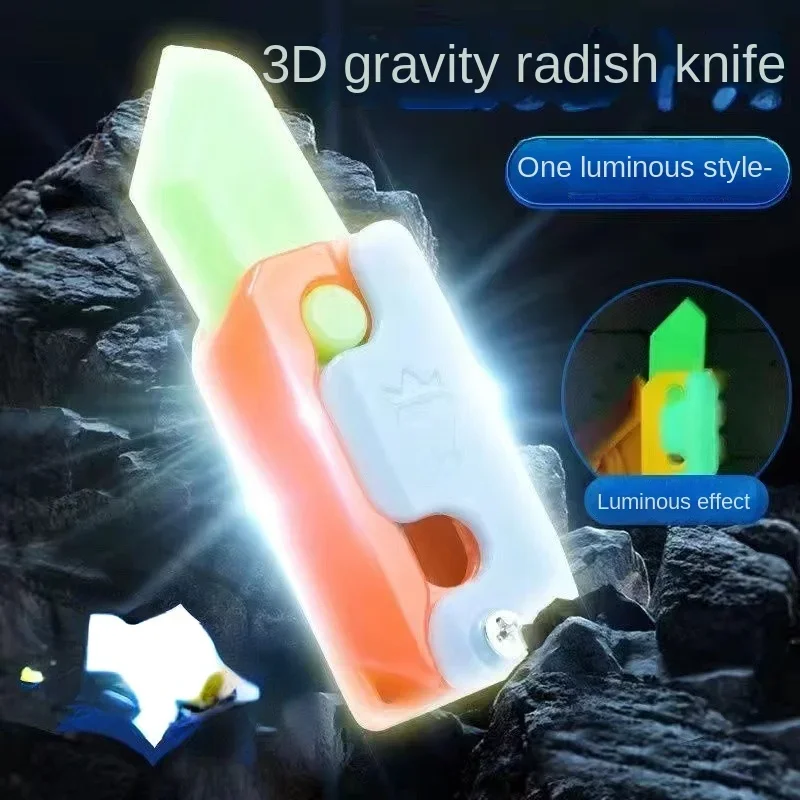 3D Decompression Luminous Carrot Gravity Knife Fidget Toy Children\'s Card Toy 3D Printing Luminous Carrot Knife Children\'s Toy