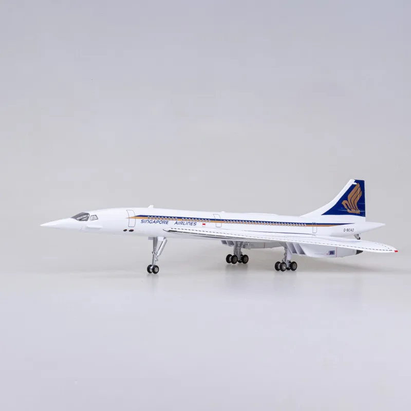 50 cm 1:125 Scale Model Singapore Airlines Concorde Diecast Resin Aircraft With Wheels and Lights Gifts Collection Display Toys