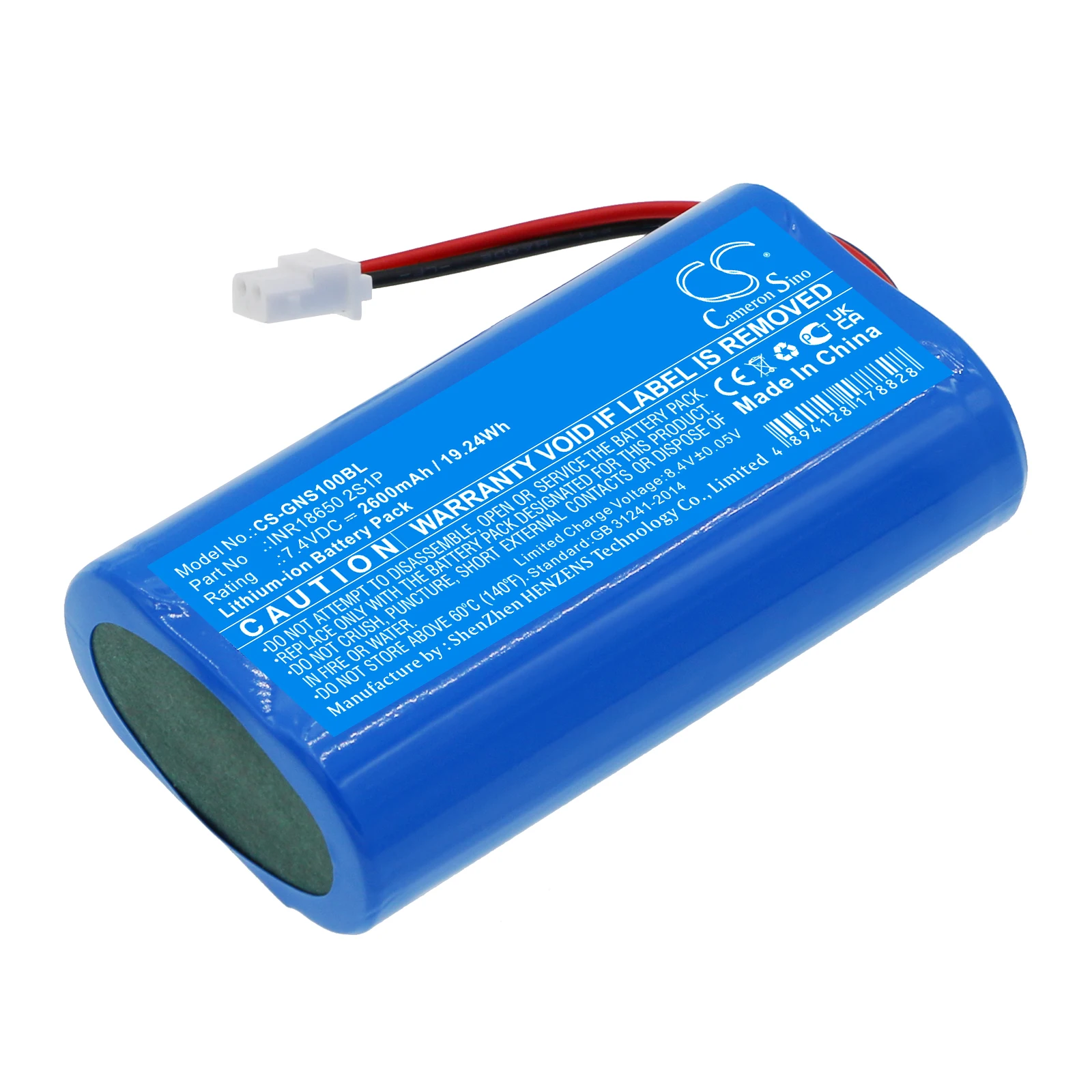 CS Cash Register Battery for GENEKO SuperCash Fits INR18650 2S1P 2600mAh/19.24Wh CS-GNS100BL