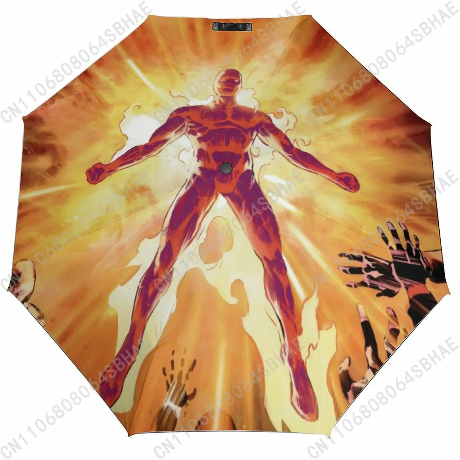 

Marvel Human Torch Automatic Foldable Umbrella One Button Umbrella with Black Coating Umbrella with Matching Pouch Cosplay