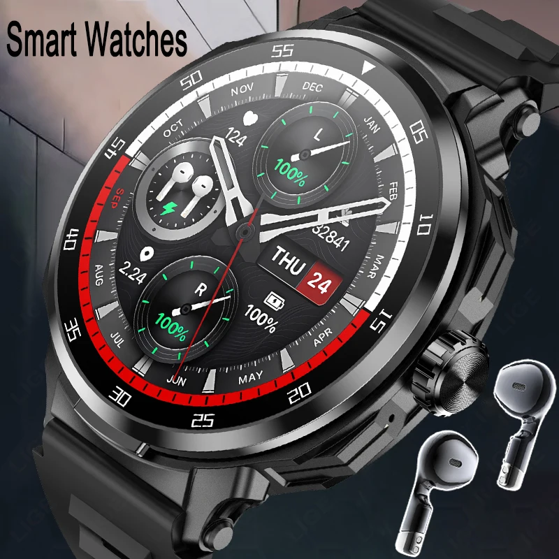 

LIGE Sports Running Wireless Earphones Smart Watch Men's Waterproof Watch Driving Bluetooth Earphones Smart Watch Bluetooth Call