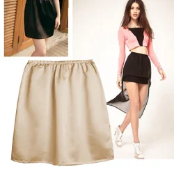 Women's Skirt Elastic Waist Half Slip Petticoat Skirts Underskirt Lady Crinoline Milk Silk White Lace Commuter Office Skirt