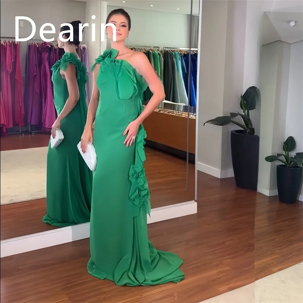 

Customized Saudi Arabia Dearin One Shoulder Column Floor Length Skirts Vertically Bespoke Occasion Dresses Evening Gown Formal P