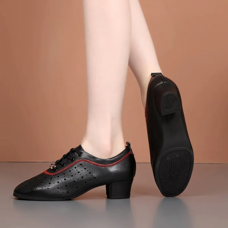 Scarpe da ballo latino in gomma con stampa leopardata da donna da donna Scarpe da ballo sociali quadrate per esterni Scarpe da ballo con suola morbida con tacco alto da marinaio