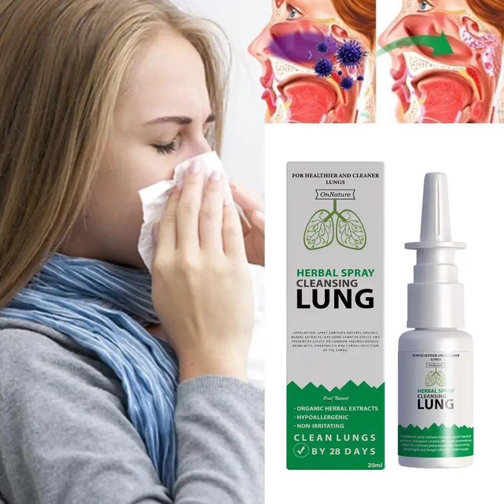 1pc Herbal Lung Cleansing Restorative Nasal Spray, Clears Nasal Congestion, Lung Detox Herbal Cleansing Spray Health Care