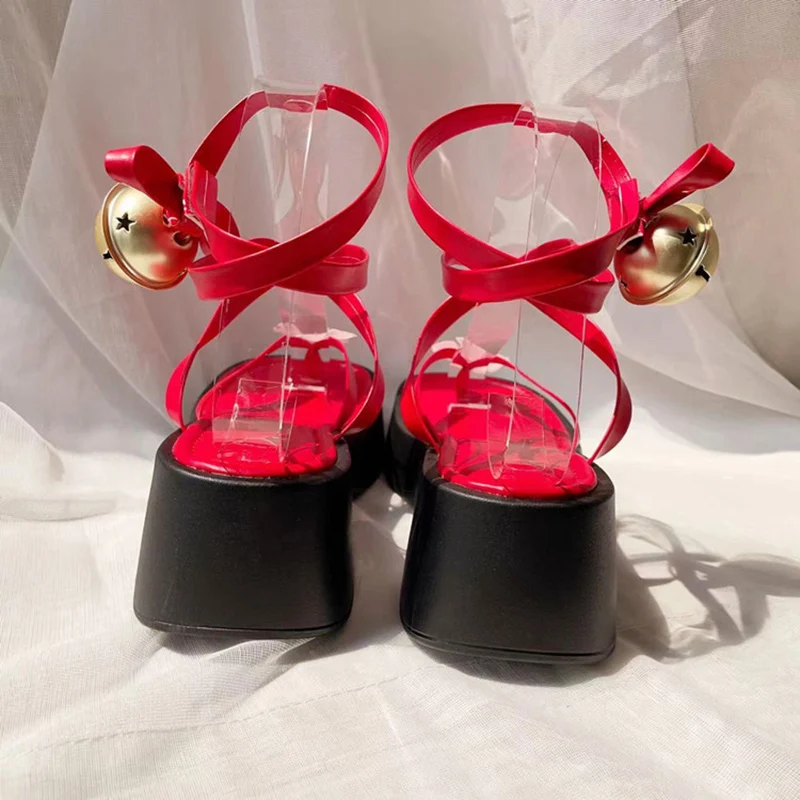 Sabots de Cosplay Japonais Rouges à Fleurs Douces pour Femme, Chaussures de Scène Personnalisées A