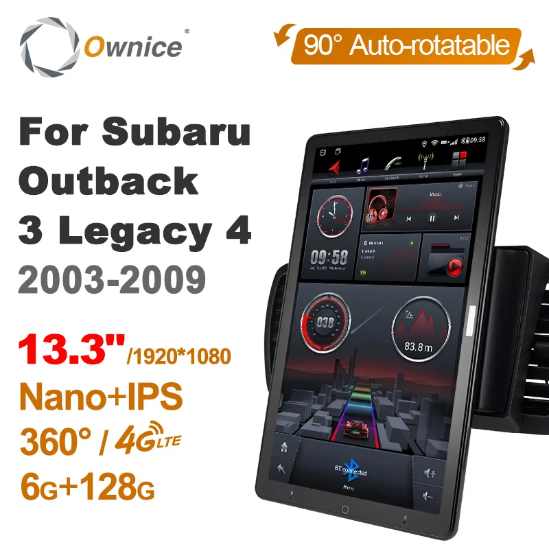 13.3 Inch Ownice 1Din Android 12.0 Car Radio 360 Panorama for Subaru Outback 3 Legacy 4 2003 - 2009 Audio SPDIF 4G LTE NO DVD