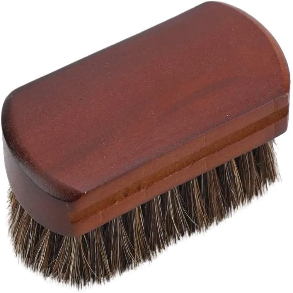 Wooden Base Shoe Polishing Brush Gentle Horsehair Brown Leather Shoe Brush Ergonomic Grip Lightweight