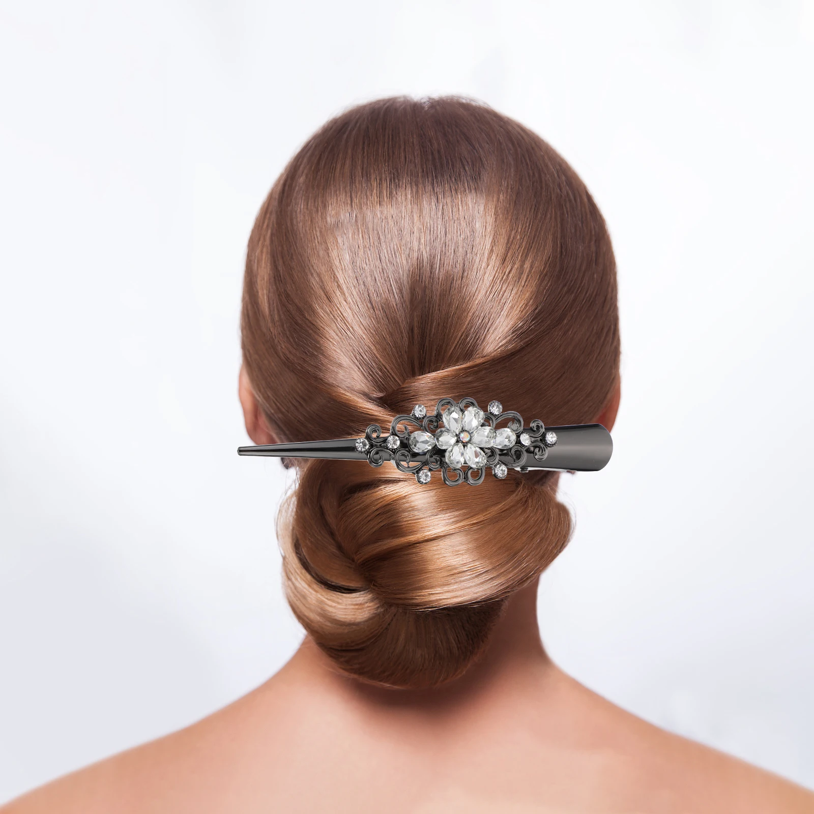 

2pcs Rhinestone Horn Clip Hairpin Large Bill Clips Blue Hair Accessories Hairstyling Tools Hair Decoration Crystal