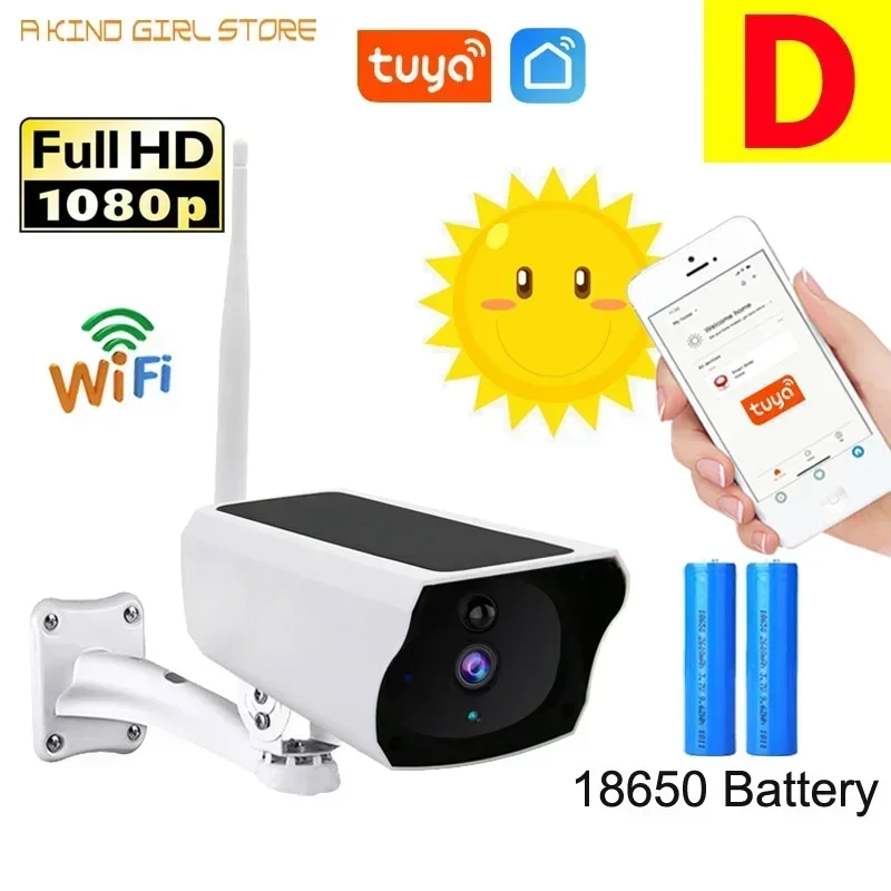 Tuya Smart Life 2MP WiFi Camera Solar Powered 2MP Security Wireless Battery Camera Home Surveillance IP66 Waterproof Outdoor PIR