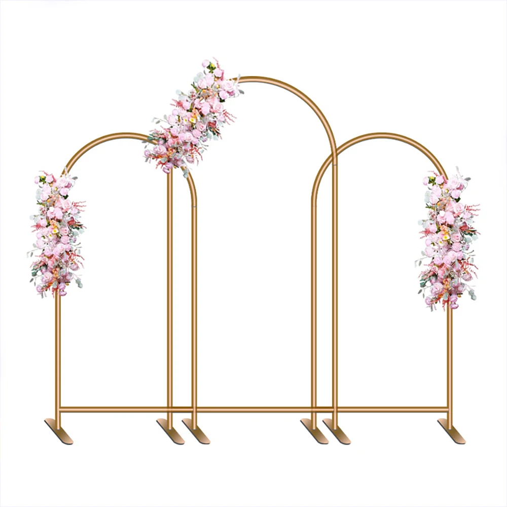 Aluminum Alloy Metal Stand Arch Baby Shower Decorations Frame Gold Silver Fleurs Artificielles Decoration Cloth Cover Props