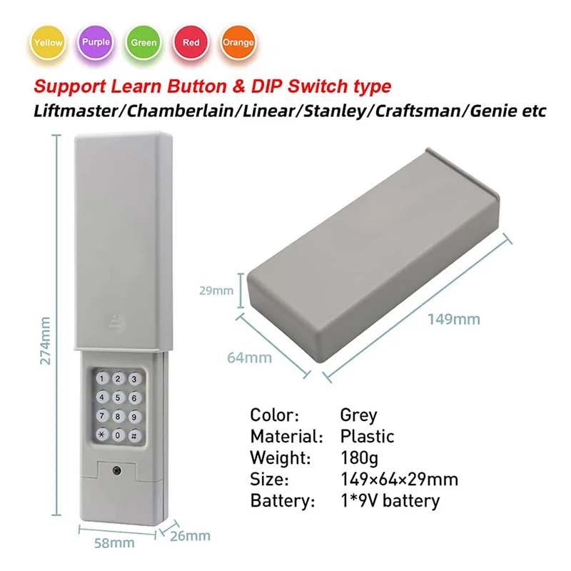 A57G-Wireless Garage Door Opener Control System for LiftMaster 877MAX 377LM 977LM Remote Keyless Entry Keypad