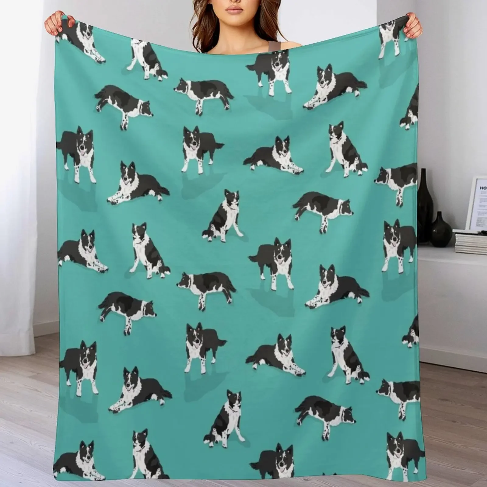 

Border Collie Pattern Throw Blanket Luxury Designer Beautifuls Bed christmas decoration Blankets