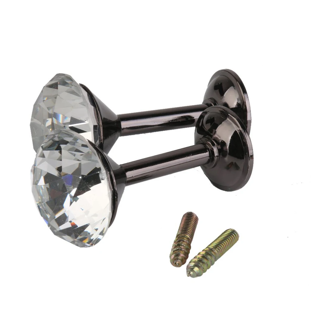 

2Pcs Diamond Curtain Tiebacks Black Elegant Drapery Holdbacks with Faux Gems for Home Window Decor Wall Mount Door Accessories