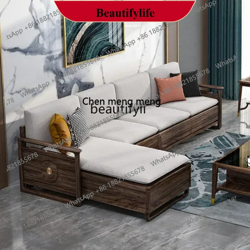 z183   Solid Wood Storage Sofa Ugyen Wood Living Room Furniture Light Luxury New Chinese Corner