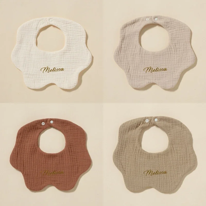 Personalized Gift Baby Cotton Bib Waterproof Newborn Accessories For Girls Muslin Burp Cloth Boy Custom Bibs For Baby Name Kids