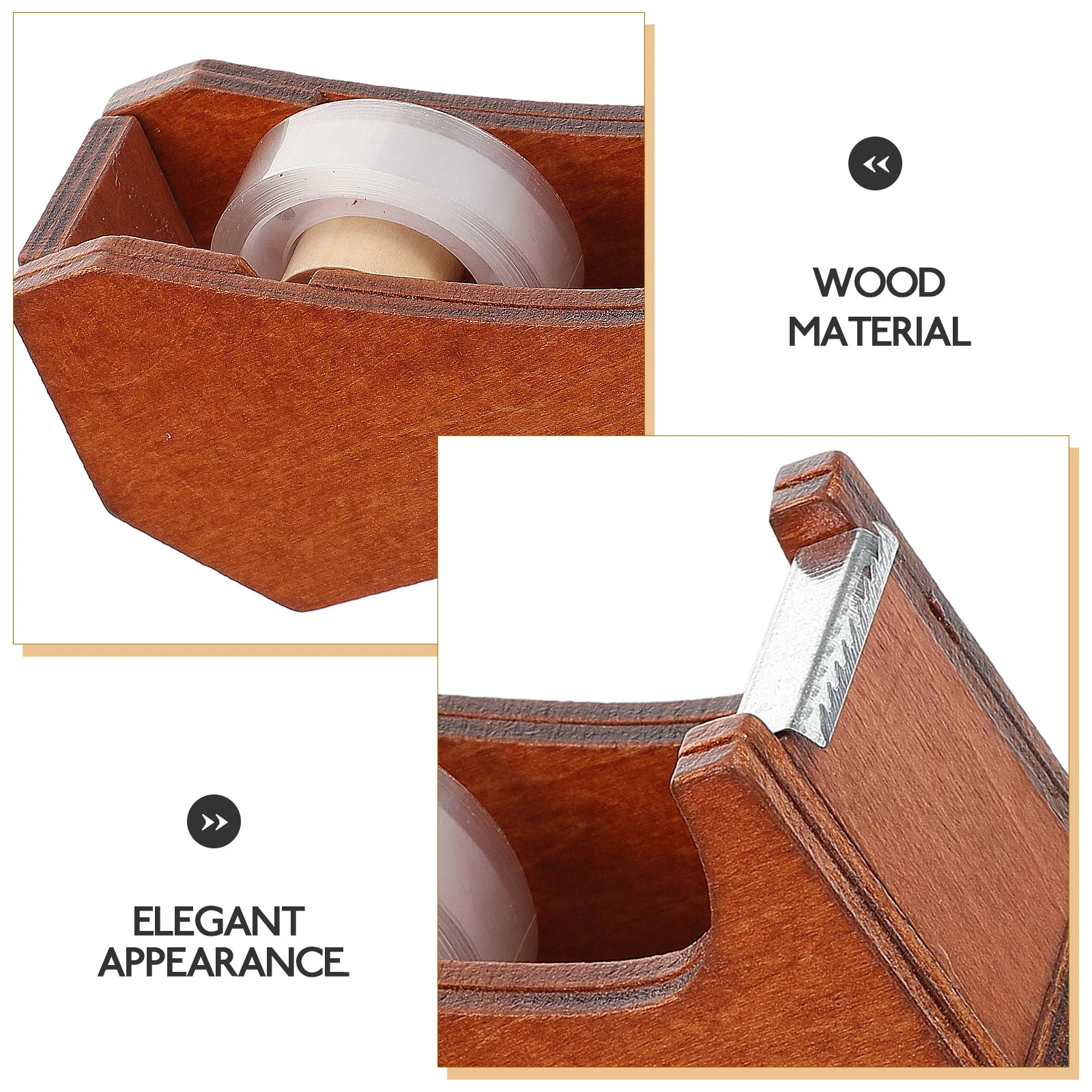 Desktop Animal Shape Wooden Tape Dispenser with Carved Craftsmanship Office Supply Organizer Tool Wood Tape Dispenser