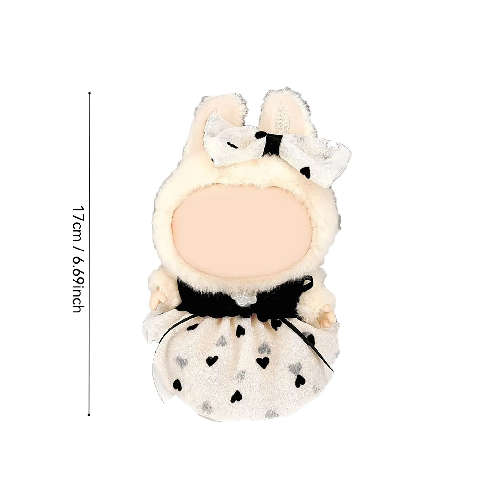 17cm 미니 봉제 인형 의류 복장 액세서리 한국 Kpop Labubu 아이돌 블랙 프린세스 거즈 스커트 의류