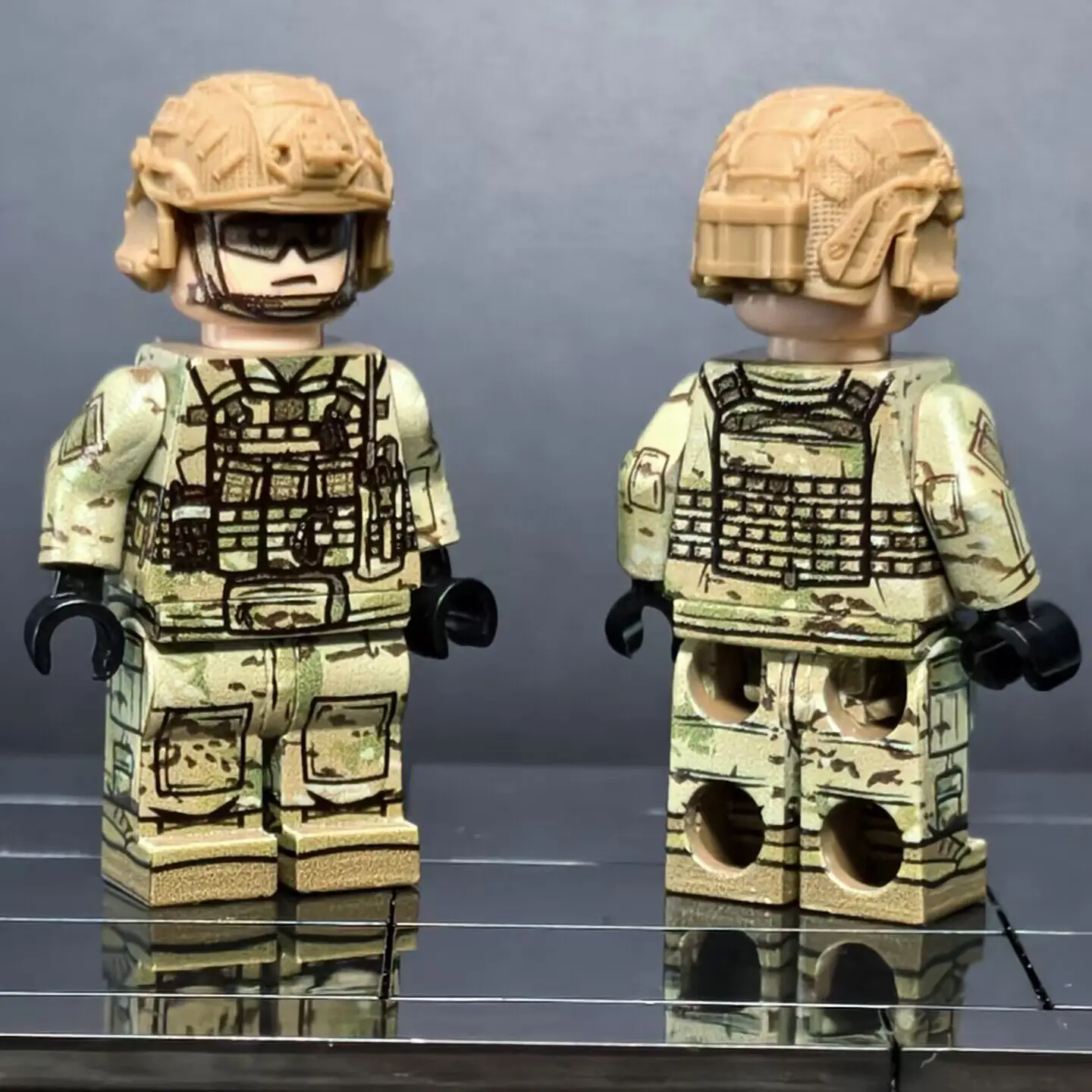 Figura de Soldado MOC Impresa en 3D con Camuflaje MARPAT de la Marina de los Estados Unidos, Bloques de Construcción Militares OCP con Casco FAST y Juguetes de Visión Nocturna
