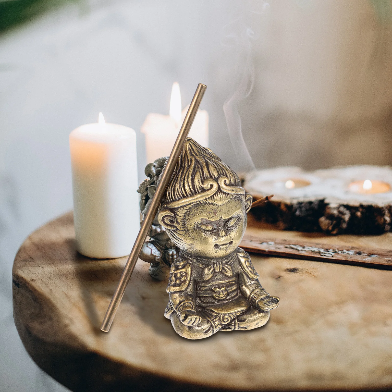 

Brass Monkey Wukong Statue Vintage Creative Sun Wukong Statue For Tea Table Desk Decor Home Decoration Ornament