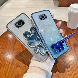 Dla Poco X3 Nfc Luxury Glitter Bunny Rabbit Makeup Mirror Plating Etui na telefon dla Xiaomi Poco X3 Pro X 3 Nfc 3pro Back Cover Case