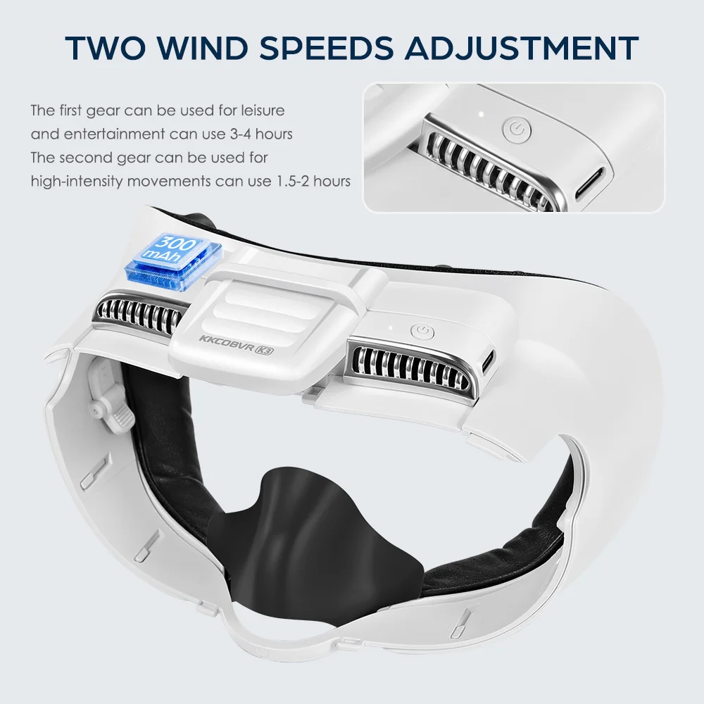 KKCOBVR K3 얼굴 환기 팬은 Quest 3, 거울 김서림 방지, 얼굴 공기 순환 유지와 호환됩니다.