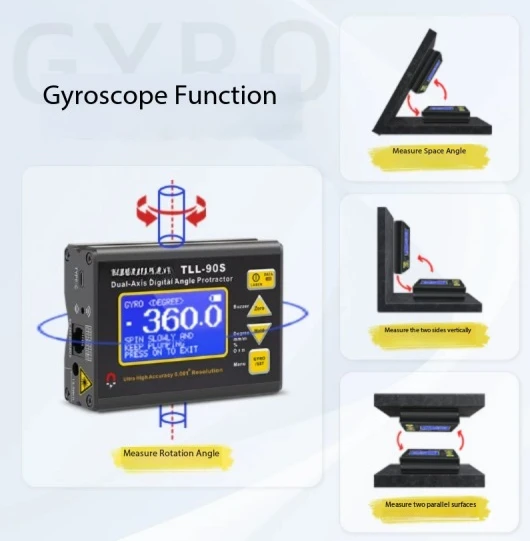 For TLL-90S Biaxial Level High Precision Angle Meter 0.005 Degree Laser Digital Display Inclinometer Gyroscope