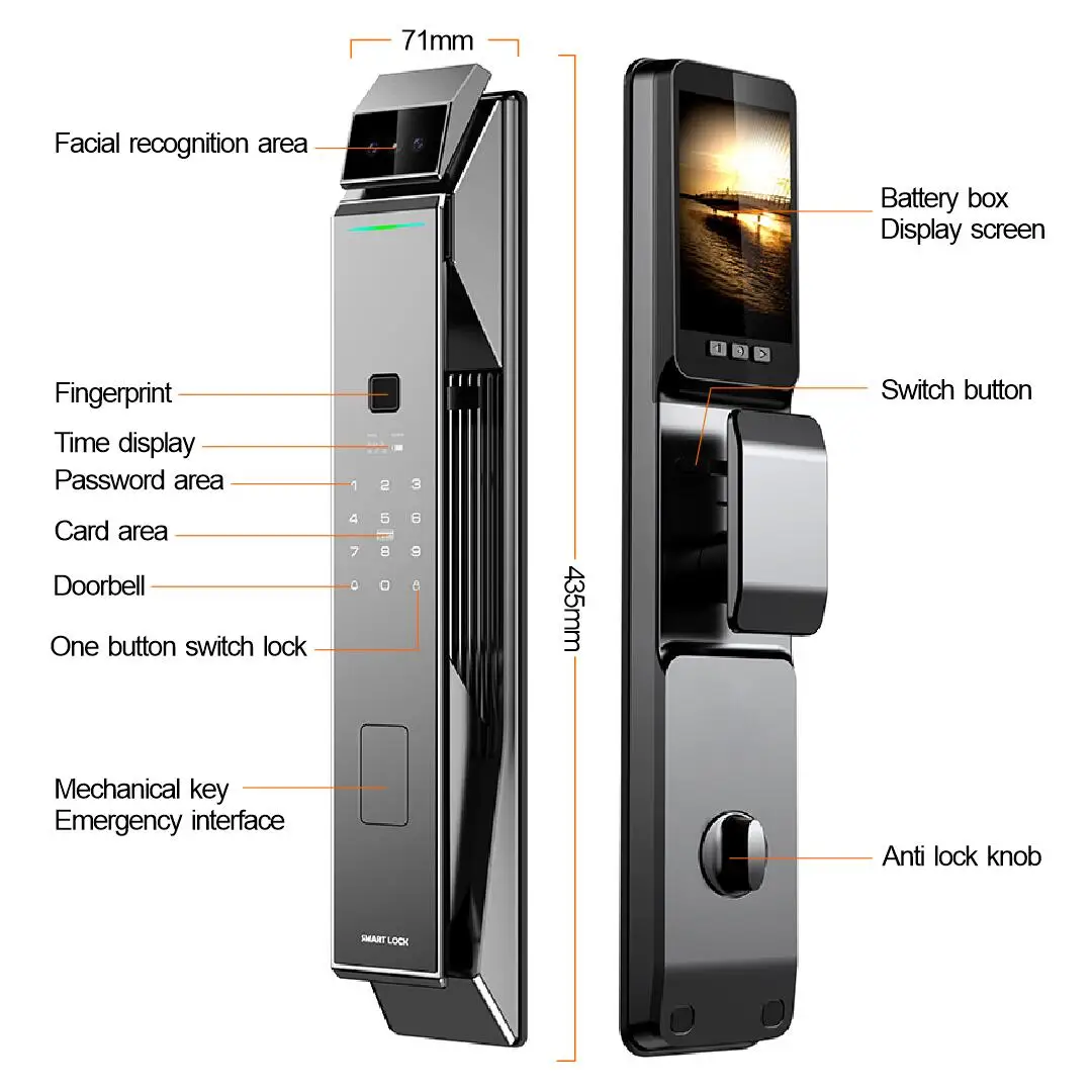 STLF Digital Smart Door Lock Tuya App WiFi Zigbee Face Fingerprint Password RFID IC Key Combination Aluminum Door Cloud