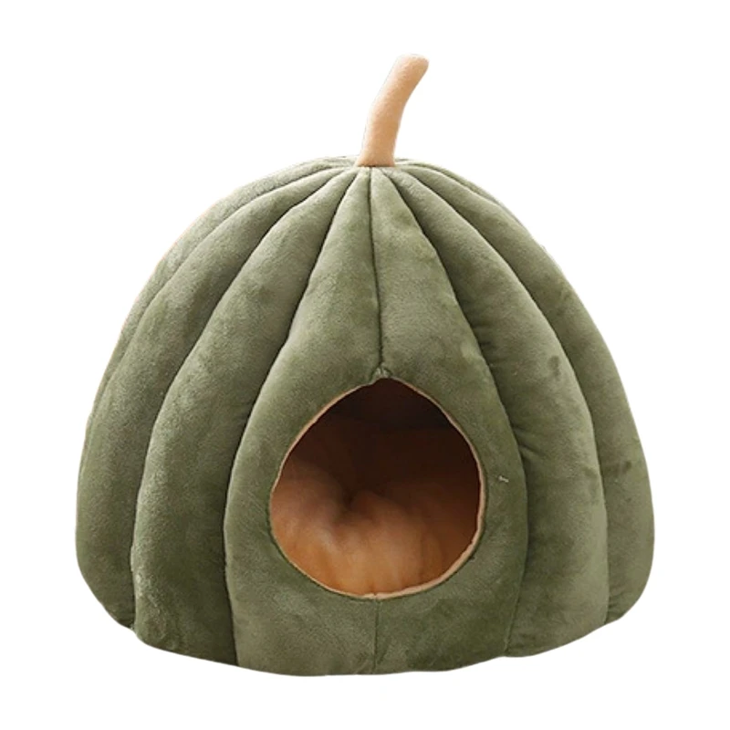 Warm Cat Nest In Winter Pumpkin-Shaped Cat Bed Closed Comfortable Pet Sleeping House Comfortable Cat Bed