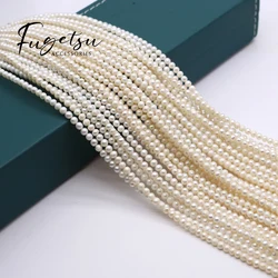 1string 3-4mm Natural Freshwater Pearl Beads Loose Round Rice Beads Charms for DIY Women Men Necklace Jewelry Making Accessory