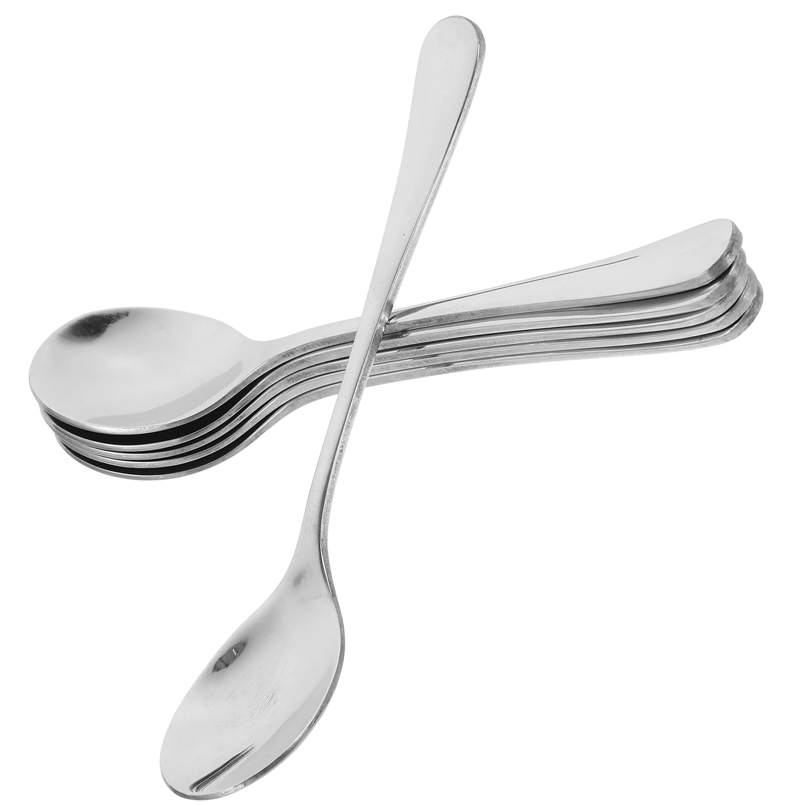 

6 Pcs Stainless Steel Soup Spoon Heat Resistant Metal Kitchen Silverware Cute Tea Small Stirring Spoons Tableware