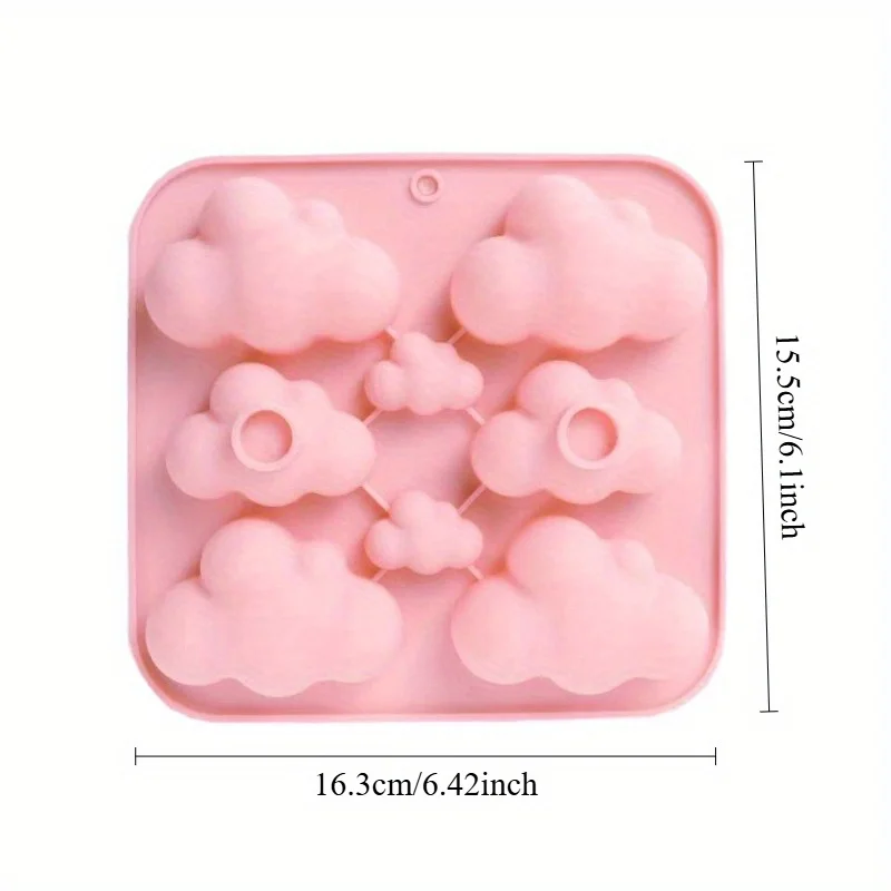Silicone Cloud-Shaped Mold for Candles and Desserts, 8-Cavity Specialty & Novelty Pan for Wedding, Flexible and Easy Release
