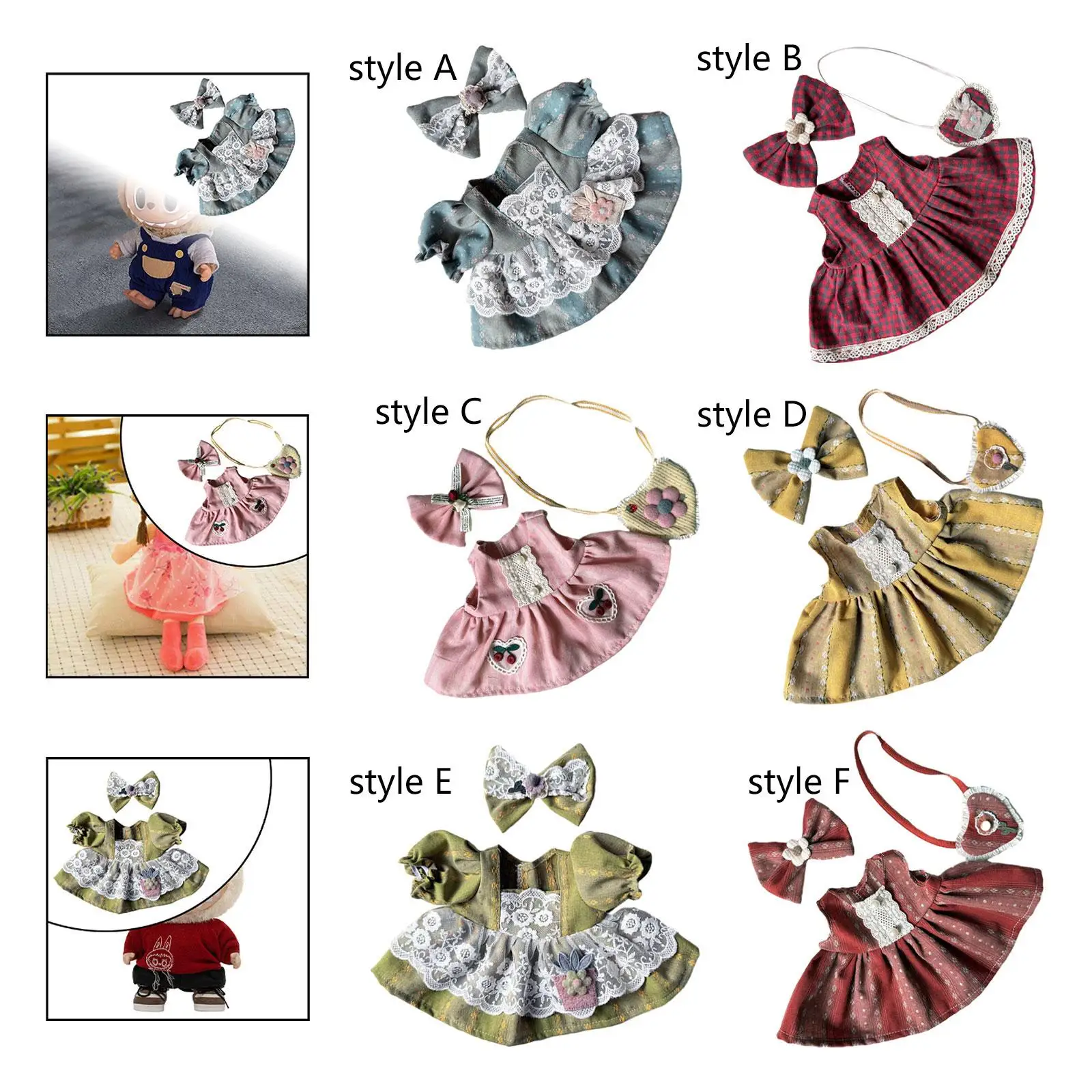 

38cm Doll Clothes Doll Miniature Dress Plush Doll Accessories Doll Outifits Dress Replacement
