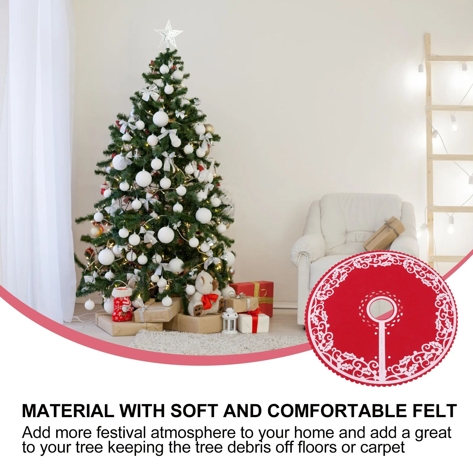 

1pc Skirt Mat Christmas Tree Skirt Felt Mat For Holiday Home Decoration Xmas Tree Base Cover Party Diy Ornament