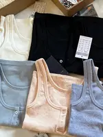 Three Buttons Ribbed Slim Tank Tops Summer Cotton Sleeveless Solid Simple Top Female Casual Vintage Streetwear Y2k Vest Woman - Image 3