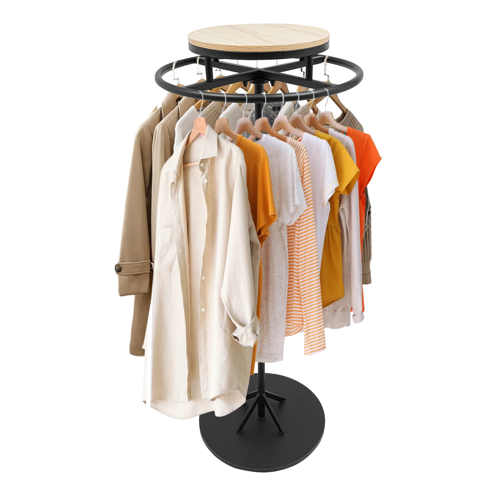 

Clothes Rack Round Multifunctional Coat Stand 360° Rotatable Round Stand Freestanding Hanger for Retail Boutiques Bedroom