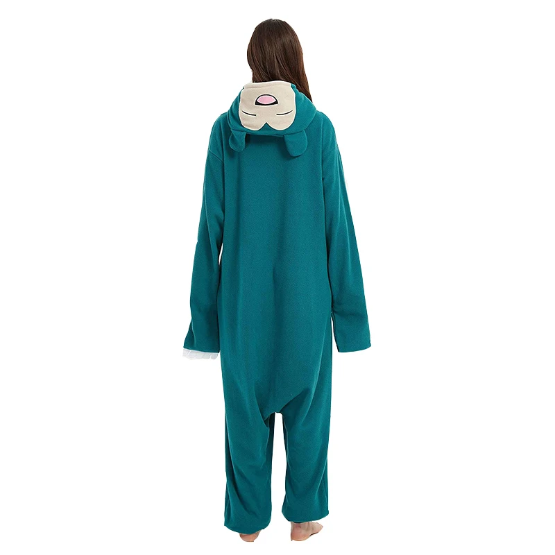 Snorlax Onesie Cosplay Kostüm Weihnachtspyjama Fleece Damen Einteiler Kigurumi Ganzkörper-Pijama Anime Ganzkörperanzug – Detail 6