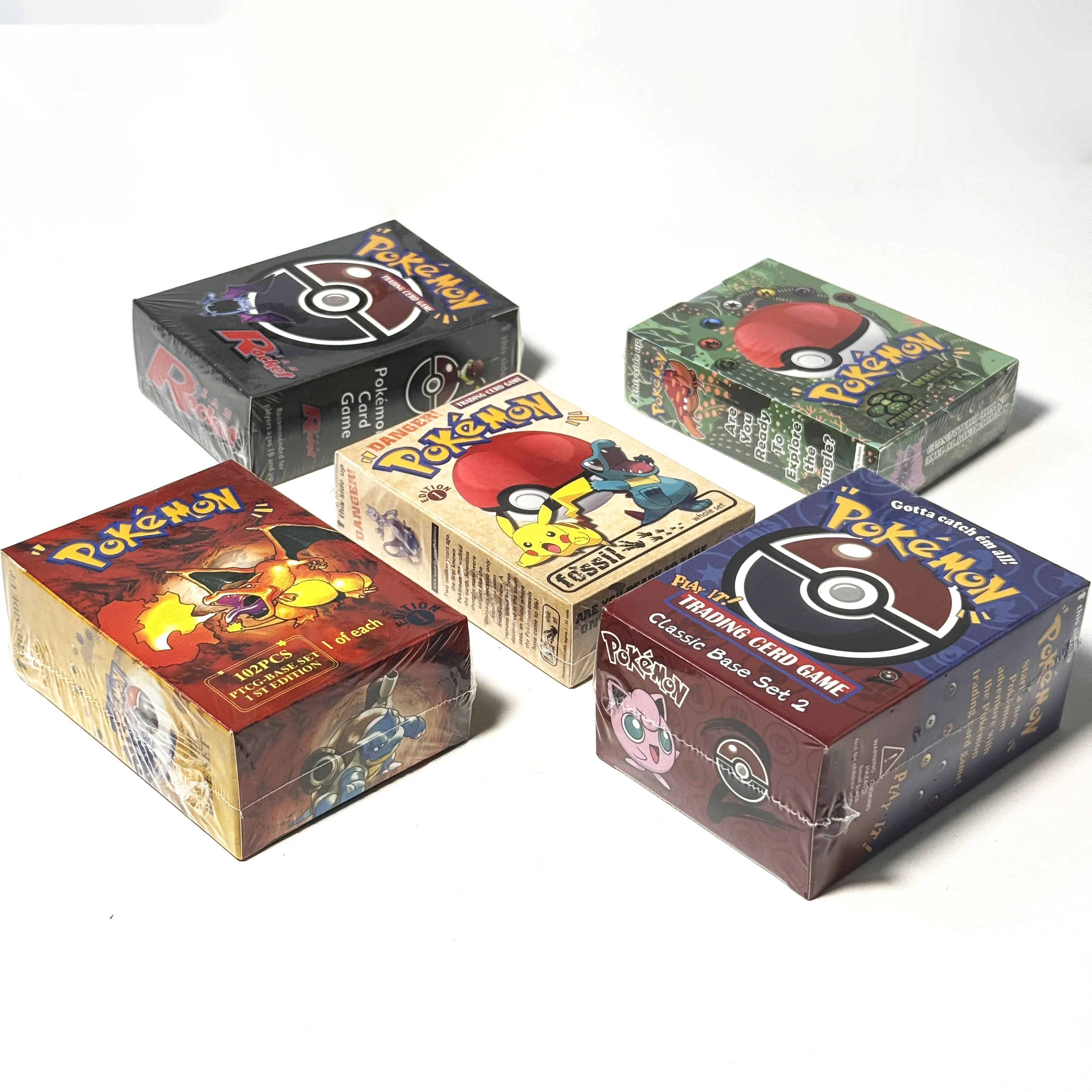 PKM Base Set Fossil Jungle Team Rocket Neo Destiny Booster Box 1999 2000 Year 1st Edition 1Box 36 Packs Proxy Game Cards Sealed