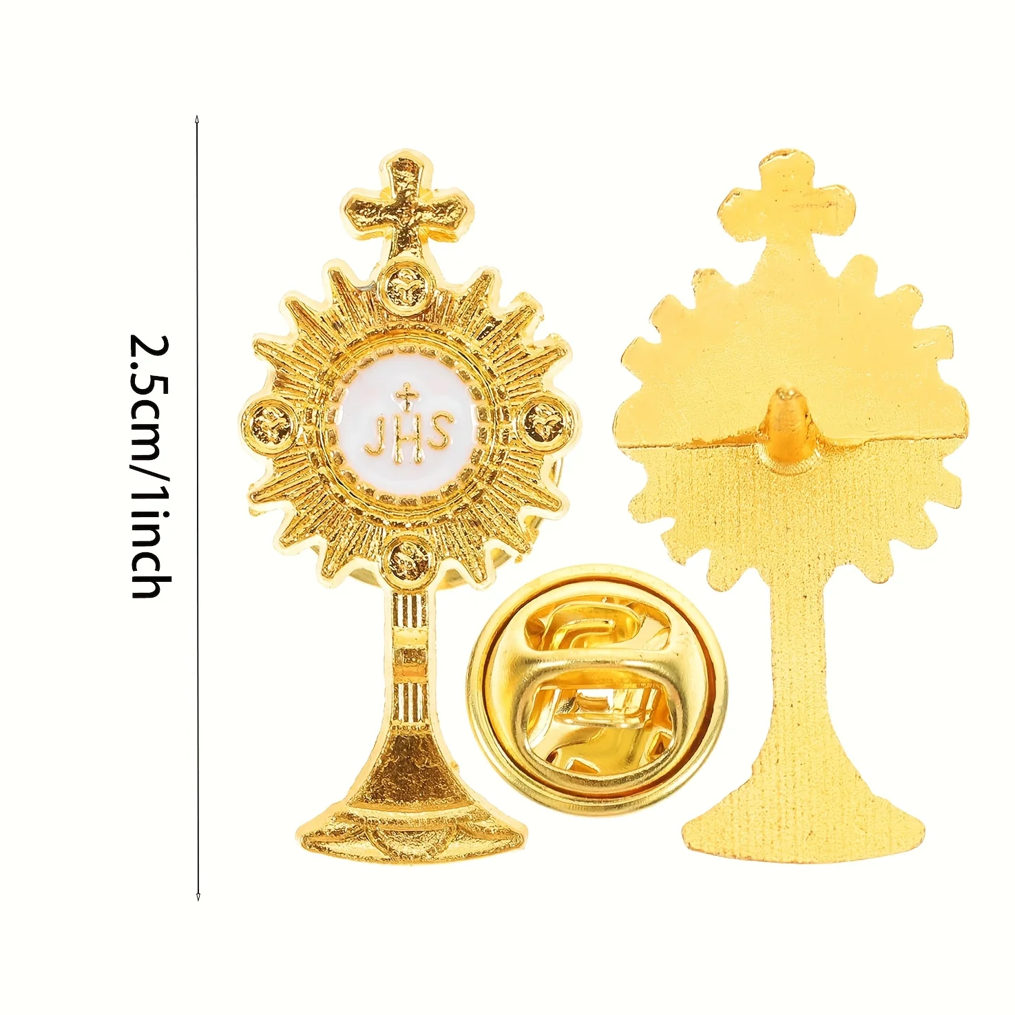 12/24/48-teiliges Kreuz-Broschen-Set, goldene Anstecknadel für Beerdigungen, Kirchen, Partys, Taschen- und Kleidungsdekoration, Unisex, Weihnachtsgeschenk – Detail 5