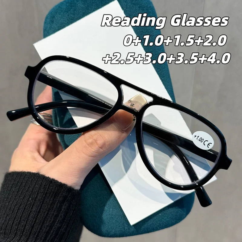 

Women's INS Style Toad-Shaped Presbyopia Glasses Unisex Retro Double-Bridge Blue Light Blocking Reading Glasses Men Goggles