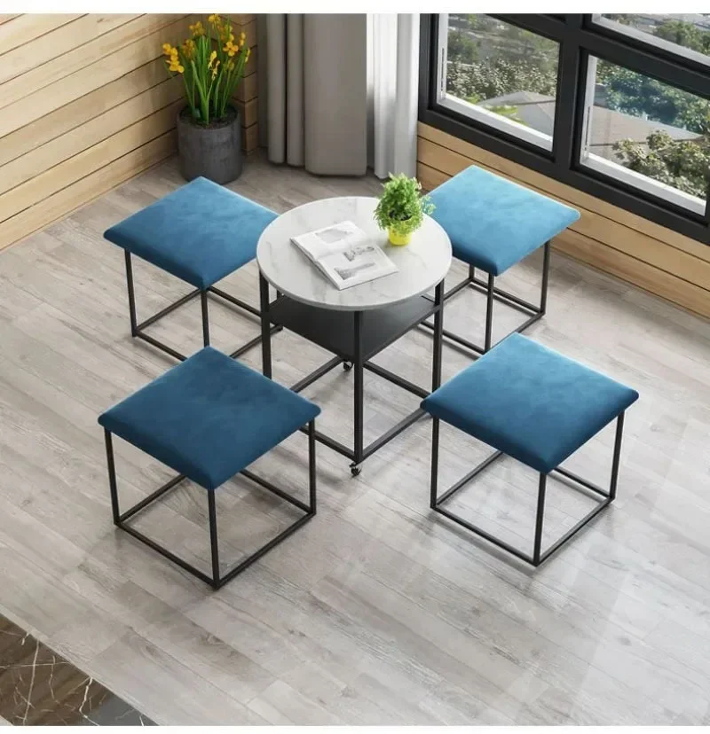 Modern 5 in 1 Sofa Stool Creative Living Room Furniture Home Rubik's Cube Combination Fold Stool Iron Storage Ottomans