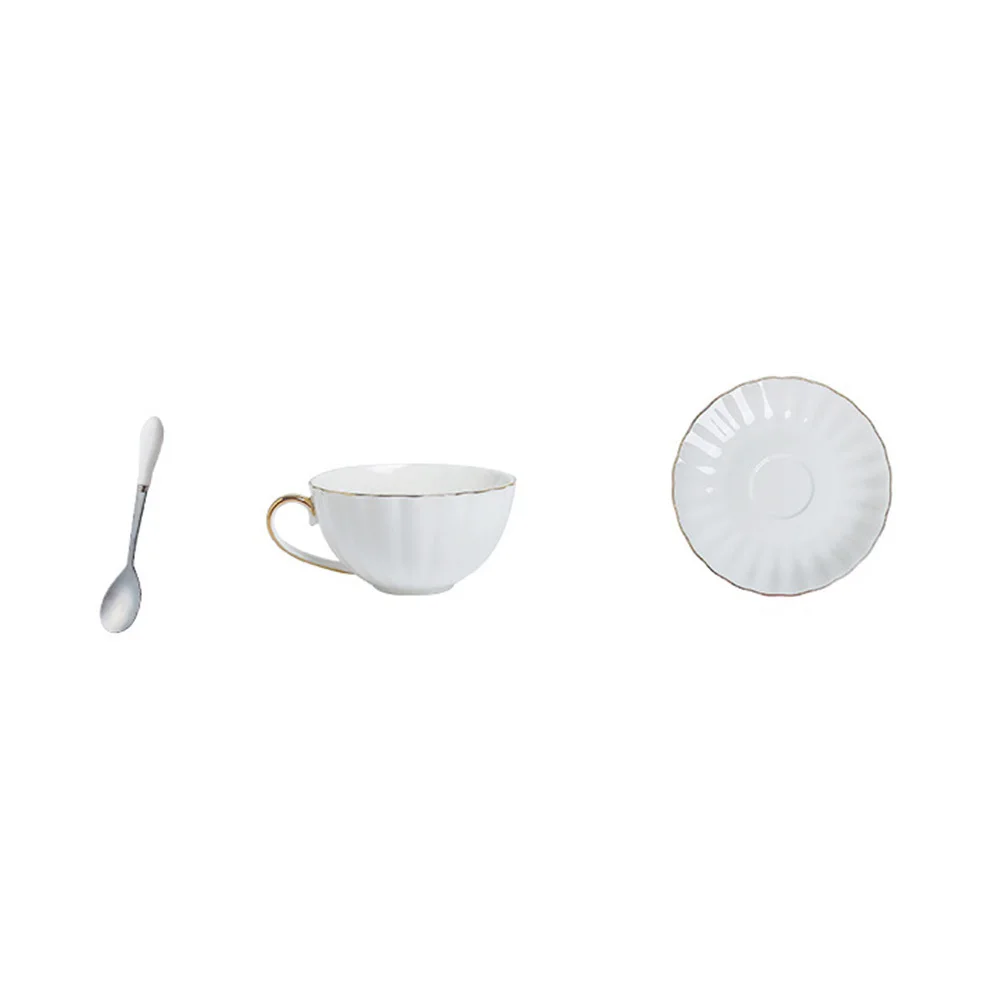 

1Set Coffee Cup Set Ceramic Mug Sturdy Design with Tray Spoon Household Tea Cups for Home Cafe Bakery Restaurant