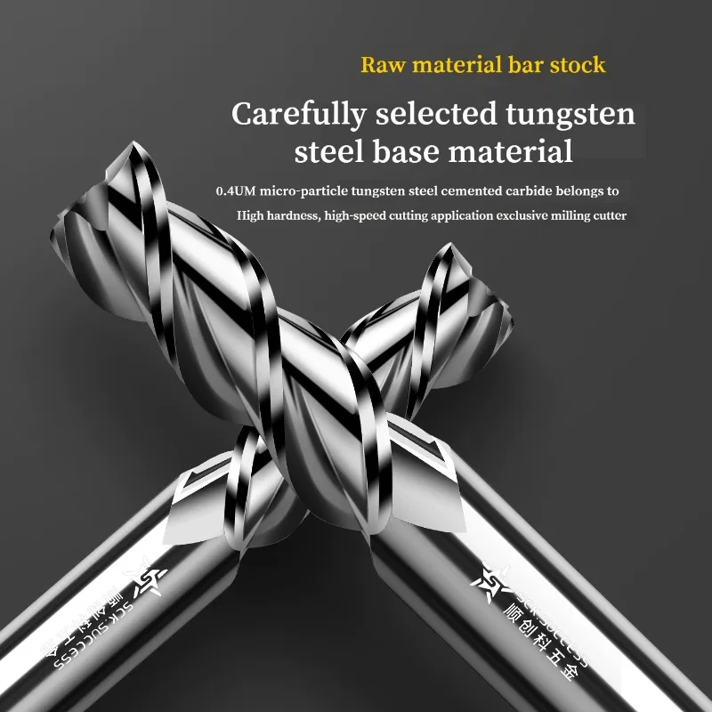 3 Flute Carbide End Mill HRC62 Tungsten CNC Milling Cutter 1-20mm For Aluminum Wood Plastic