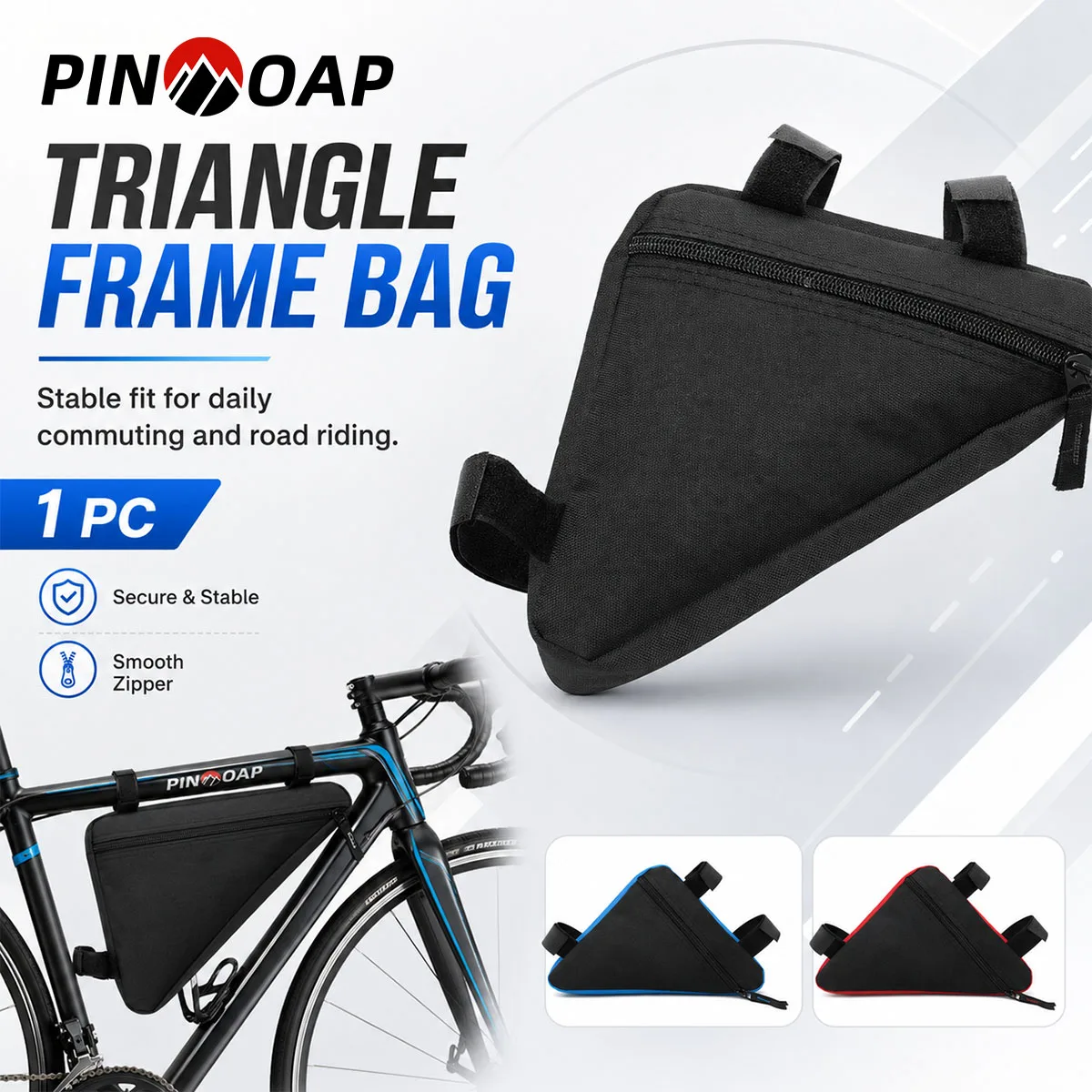 PINMOAP Bicycle Triangle Bag Waterproof Bike Frame Storage Pouch Durable Cycling Tool Bag Fit MTB Road Mountain Bike Riding Gear